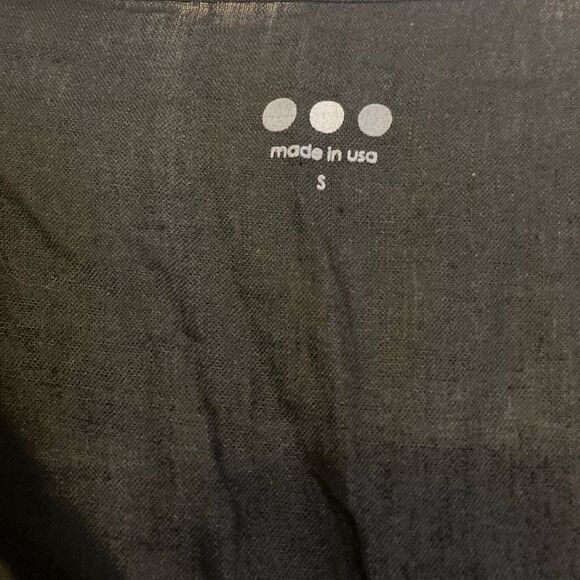 Three Dots 100% Linen Black Peplum Bell Sleeve Boxy Black Blouse Top Made USA - Picture 6 of 8